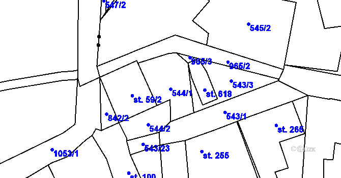Parcela st. 544/1 v KÚ Hamr u Litvínova, Katastrální mapa