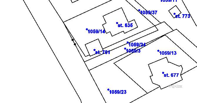 Parcela st. 782 v KÚ Hamr u Litvínova, Katastrální mapa