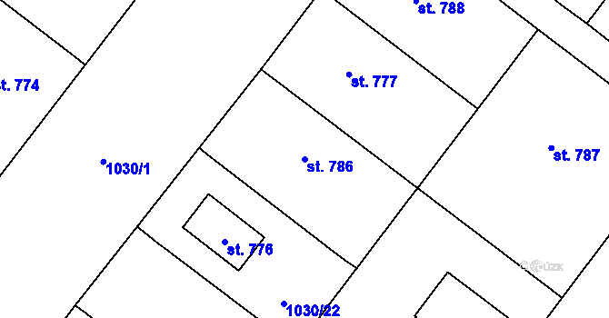 Parcela st. 786 v KÚ Hamr u Litvínova, Katastrální mapa