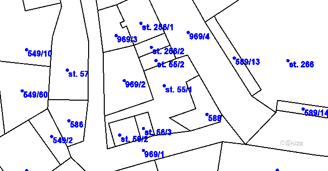 Parcela st. 55/1 v KÚ Hamr u Litvínova, Katastrální mapa
