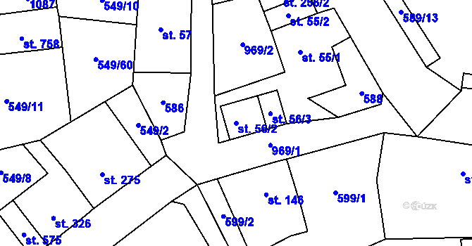 Parcela st. 56/2 v KÚ Hamr u Litvínova, Katastrální mapa