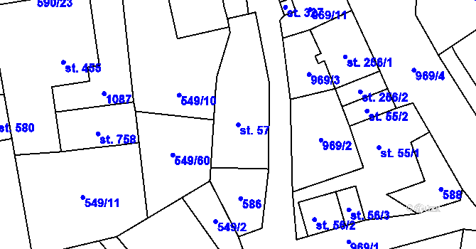 Parcela st. 57 v KÚ Hamr u Litvínova, Katastrální mapa