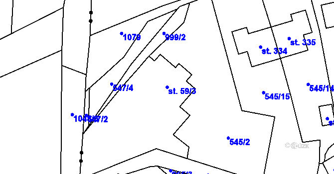 Parcela st. 59/3 v KÚ Hamr u Litvínova, Katastrální mapa