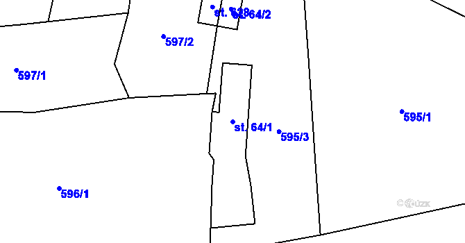 Parcela st. 64/1 v KÚ Hamr u Litvínova, Katastrální mapa
