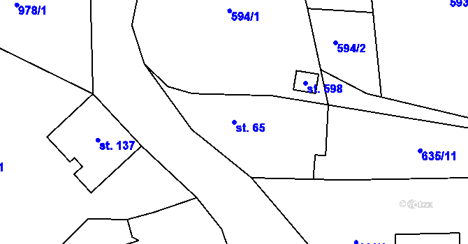 Parcela st. 65 v KÚ Hamr u Litvínova, Katastrální mapa