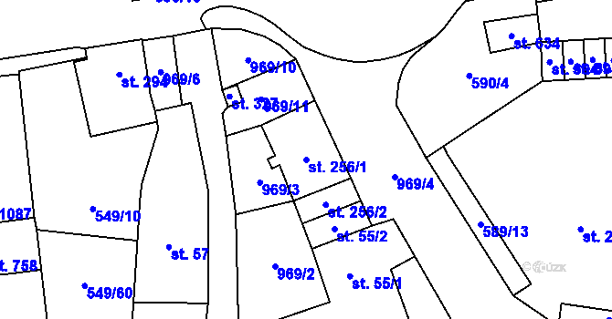 Parcela st. 256/1 v KÚ Hamr u Litvínova, Katastrální mapa