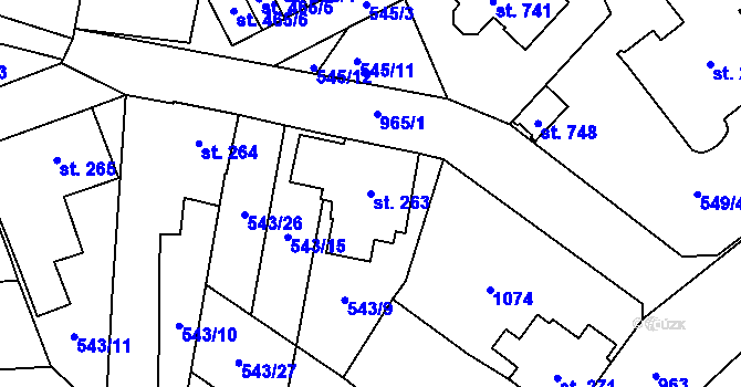 Parcela st. 263 v KÚ Hamr u Litvínova, Katastrální mapa