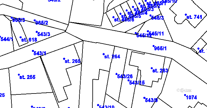 Parcela st. 264 v KÚ Hamr u Litvínova, Katastrální mapa