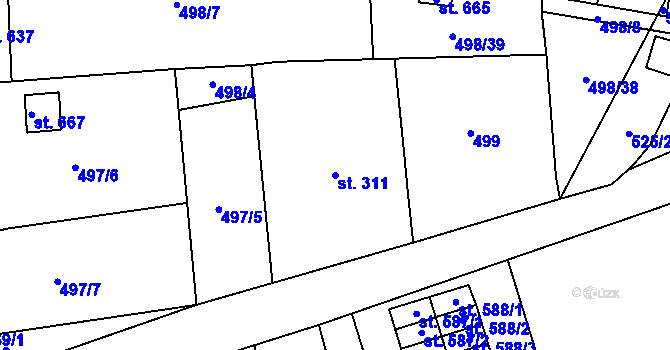 Parcela st. 311 v KÚ Hamr u Litvínova, Katastrální mapa