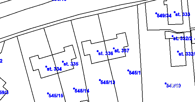 Parcela st. 336 v KÚ Hamr u Litvínova, Katastrální mapa