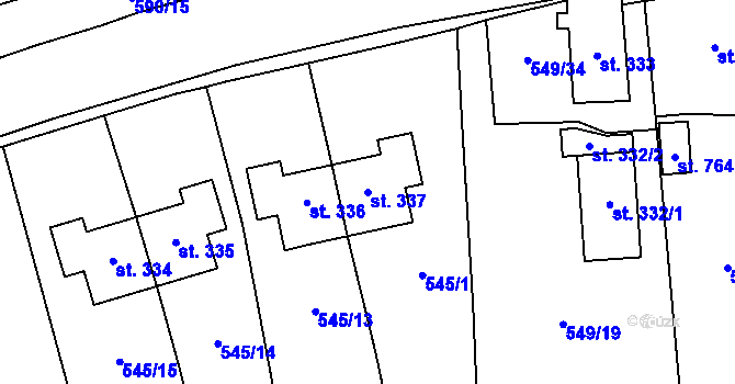 Parcela st. 337 v KÚ Hamr u Litvínova, Katastrální mapa