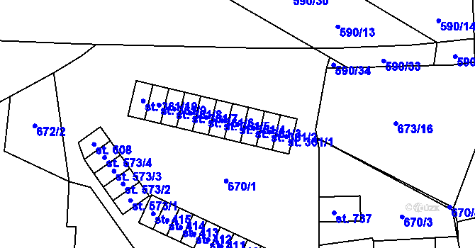 Parcela st. 361/4 v KÚ Hamr u Litvínova, Katastrální mapa