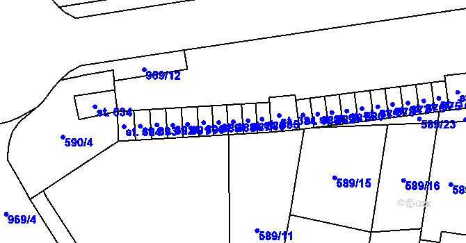 Parcela st. 387 v KÚ Hamr u Litvínova, Katastrální mapa