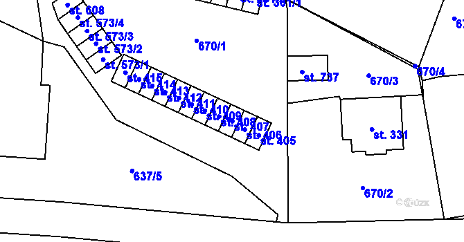 Parcela st. 407 v KÚ Hamr u Litvínova, Katastrální mapa
