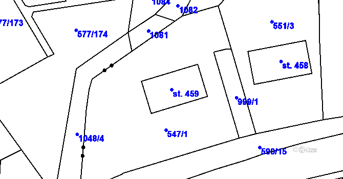 Parcela st. 459 v KÚ Hamr u Litvínova, Katastrální mapa