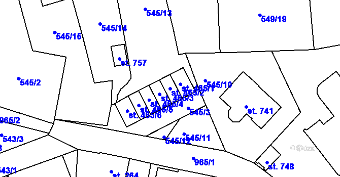 Parcela st. 465/2 v KÚ Hamr u Litvínova, Katastrální mapa