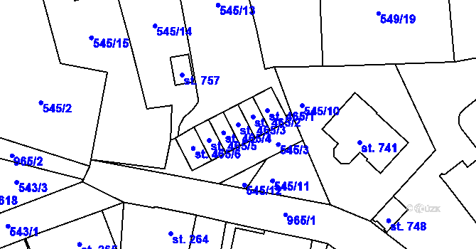 Parcela st. 465/3 v KÚ Hamr u Litvínova, Katastrální mapa