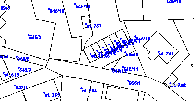 Parcela st. 465/5 v KÚ Hamr u Litvínova, Katastrální mapa