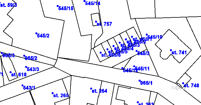 Parcela st. 465/6 v KÚ Hamr u Litvínova, Katastrální mapa
