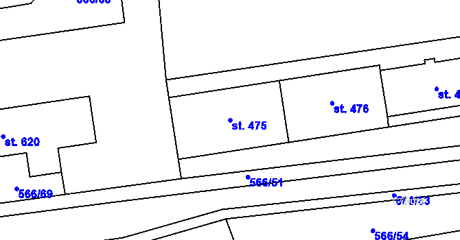 Parcela st. 475 v KÚ Hamr u Litvínova, Katastrální mapa