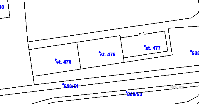 Parcela st. 476 v KÚ Hamr u Litvínova, Katastrální mapa