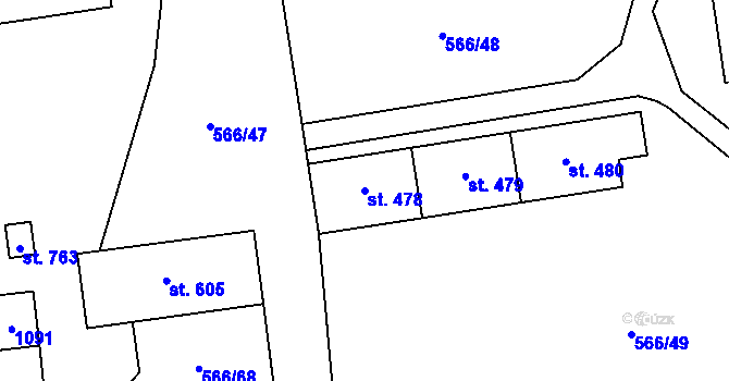 Parcela st. 478 v KÚ Hamr u Litvínova, Katastrální mapa