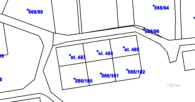 Parcela st. 484 v KÚ Hamr u Litvínova, Katastrální mapa