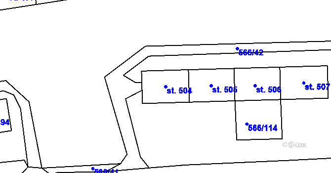 Parcela st. 504 v KÚ Hamr u Litvínova, Katastrální mapa