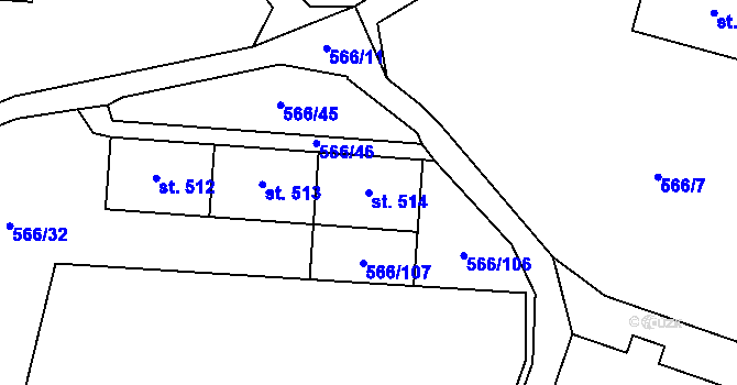 Parcela st. 514 v KÚ Hamr u Litvínova, Katastrální mapa