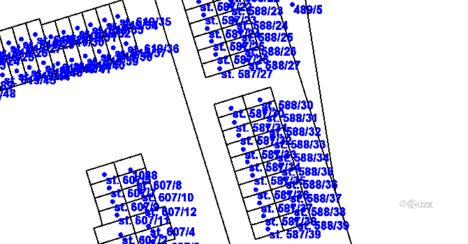 Parcela st. 587/31 v KÚ Hamr u Litvínova, Katastrální mapa