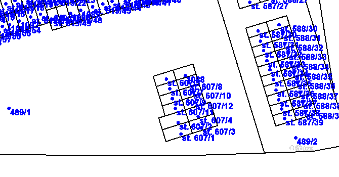 Parcela st. 607/7 v KÚ Hamr u Litvínova, Katastrální mapa