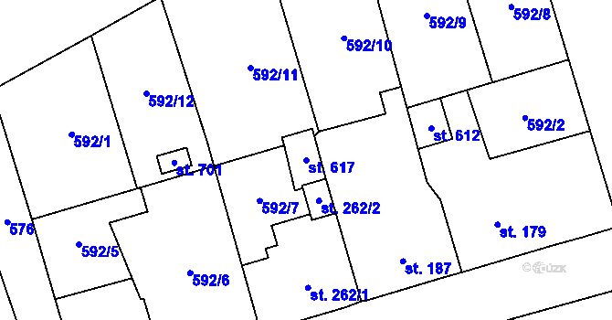 Parcela st. 617 v KÚ Hamr u Litvínova, Katastrální mapa