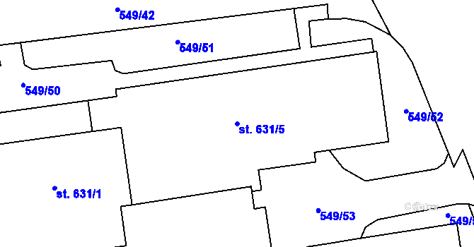 Parcela st. 631/5 v KÚ Hamr u Litvínova, Katastrální mapa