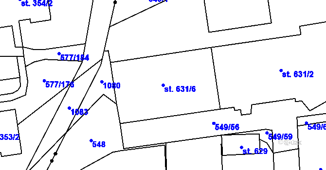 Parcela st. 631/6 v KÚ Hamr u Litvínova, Katastrální mapa