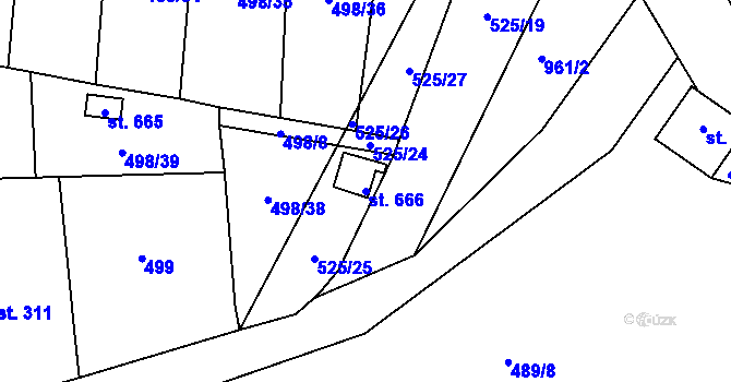 Parcela st. 666 v KÚ Hamr u Litvínova, Katastrální mapa