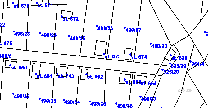 Parcela st. 673 v KÚ Hamr u Litvínova, Katastrální mapa