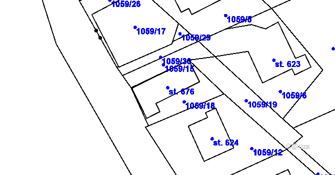 Parcela st. 676 v KÚ Hamr u Litvínova, Katastrální mapa