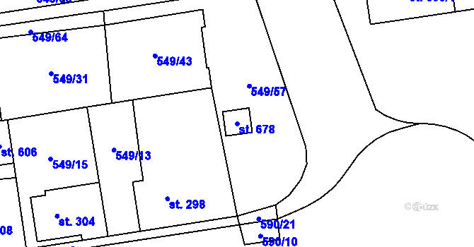 Parcela st. 678 v KÚ Hamr u Litvínova, Katastrální mapa