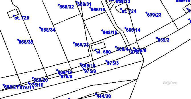 Parcela st. 680 v KÚ Hamr u Litvínova, Katastrální mapa