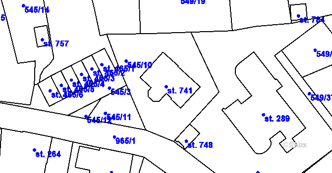 Parcela st. 741 v KÚ Hamr u Litvínova, Katastrální mapa