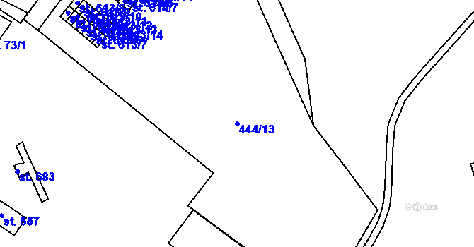 Parcela st. 444/13 v KÚ Hamr u Litvínova, Katastrální mapa