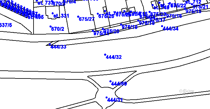 Parcela st. 444/32 v KÚ Hamr u Litvínova, Katastrální mapa