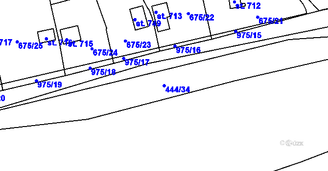 Parcela st. 444/34 v KÚ Hamr u Litvínova, Katastrální mapa