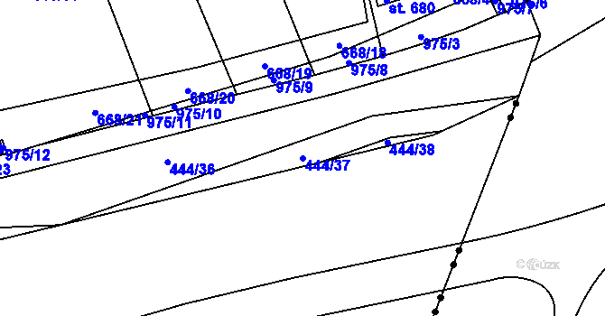 Parcela st. 444/37 v KÚ Hamr u Litvínova, Katastrální mapa