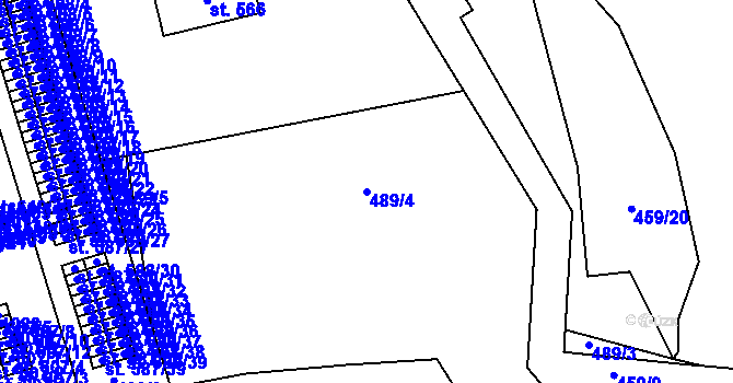 Parcela st. 489/4 v KÚ Hamr u Litvínova, Katastrální mapa