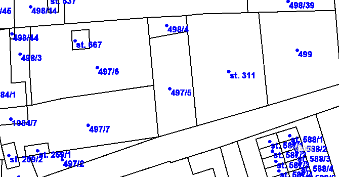 Parcela st. 497/5 v KÚ Hamr u Litvínova, Katastrální mapa