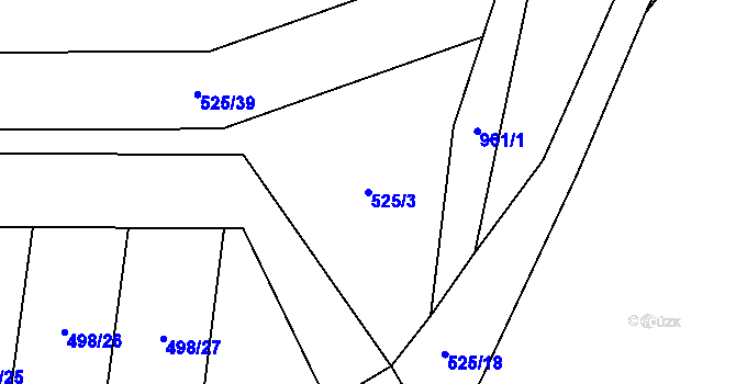 Parcela st. 525/3 v KÚ Hamr u Litvínova, Katastrální mapa