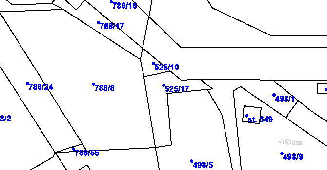 Parcela st. 525/17 v KÚ Hamr u Litvínova, Katastrální mapa