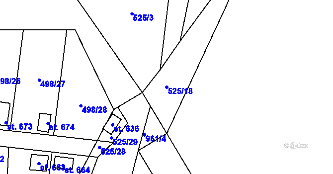 Parcela st. 525/18 v KÚ Hamr u Litvínova, Katastrální mapa