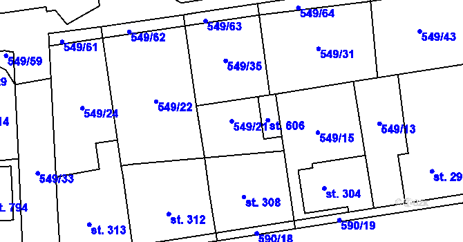 Parcela st. 549/21 v KÚ Hamr u Litvínova, Katastrální mapa
